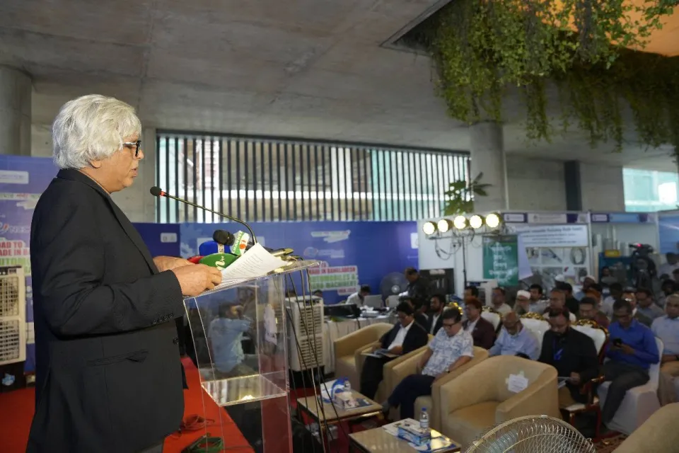 Speaker at the podium — Road to Made in Bangladesh – Automobiles & Agro Machinery Fair 2025